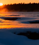 	 冬日雪地森林日落景色1851#横屏 