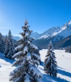 冬日雪林雪山自然风光1120#横屏 