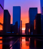 都市摩天大楼日落景观1251#横屏 
