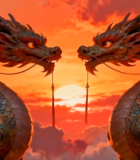 双龙头对峙古风场景素材13605#横屏 