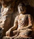 洞穴内佛像特写12934#横屏 
