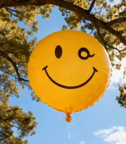 树上悬挂的笑脸气球10627#横屏 