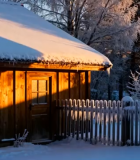 冬日木屋雪景风光12714#横屏 