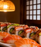 寿司三文鱼美食摆盘素材2632#横屏 