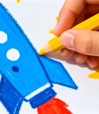 手绘画笔绘制火箭8414#横屏 