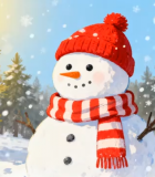 冬日森林中的雪人2453#横屏 