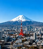 东京城市景观与富士山全景797#横屏 