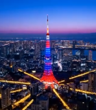 东京塔城市夜景鸟瞰7026#横屏 
