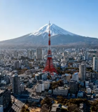 东京城市风光与富士山全景14677#横屏 