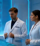 实验室医生查看人体结构影像6978#横屏 