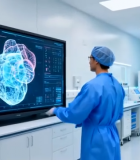 实验室医生查看心脏模型画面8186#横屏 