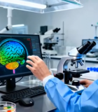 实验室科学家操作显微镜画面322#横屏 