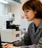 实验室女性科研人员专注工作8982#横屏 