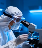 实验室科研人员使用显微镜实验3210#横屏 
