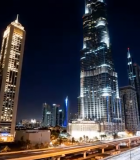 迪拜城市夜景高楼与车流1874#横屏 
