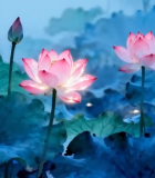 盛开荷花与荷叶自然景观11873#横屏 