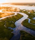 湿地河流航拍风光8037#横屏 