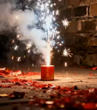 点燃的红色烟花6240#横屏 