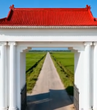 	 稻田中式门楼航拍全景8812#横屏 