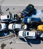 道路上多车相撞事故俯拍13545#横屏 