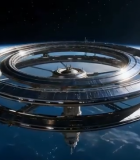 地球轨道上的环形太空站8477#横屏 