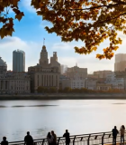 上海外滩江景及岸边人群3606#横屏 