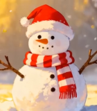 戴圣诞帽雪人雪地场景14616#横屏 