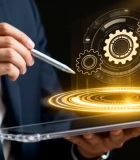 商务人士使用平板操作科技元素12681#横屏 