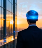 商务人士眺望城市科技画面12276#横屏 