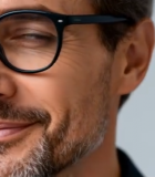 戴眼镜男士面部特写2809#横屏 