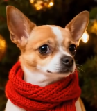 戴围巾吉娃娃与圣诞树同框1246#横屏 