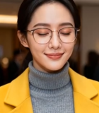 	 戴眼镜微笑的女性近景5612#横屏 