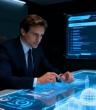 商务人士操作科技感虚拟屏幕10730#横屏 