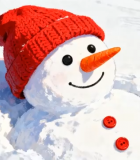 戴红帽雪人特写素材4210#横屏 