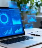 商务人士操作笔记本电脑画面9547#横屏 