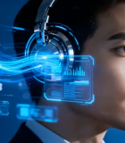 戴耳机男子与科技元素画面8719#横屏 