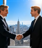 商务人士办公室握手合作场景(1)7035#横屏 