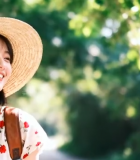 戴草帽女子户外微笑694#横屏 