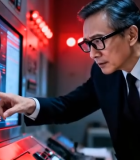 商务男士操作科技监控屏幕13096#横屏 