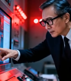 商务男士操作科技监控屏幕13096#横屏 