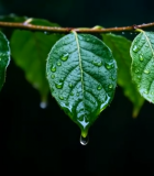 带雨滴的绿叶特写806#横屏 
