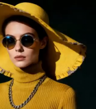 戴黄帽墨镜的时尚女性4034#横屏 