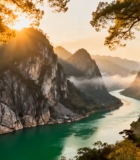 山水河流自然风光全景1031#横屏 