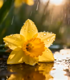 带水珠的黄色水仙花特写14814#横屏 