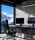 	 带雪山景观的现代办公室760#横屏 