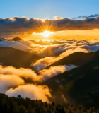 山峦云海间的日出美景8377#横屏 