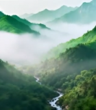 山间云雾缭绕的自然风光7737#横屏 