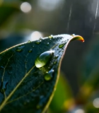 	 带水珠绿叶特写3157#横屏 