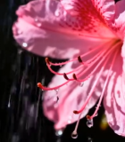 带水珠的粉色花朵特写3363#横屏 