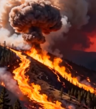 山林火灾浓烟滚滚景象2434#横屏 